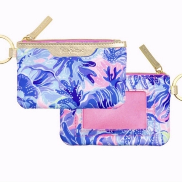 Lily Pulitzer Blue ID Case Wallet Keychain Gift Travel Card Pouch - Picture 1 of 6